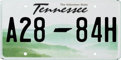 TN license plate A2884H