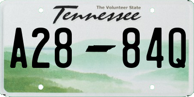 TN license plate A2884Q