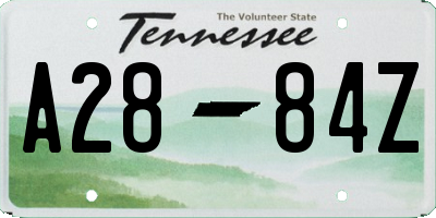 TN license plate A2884Z