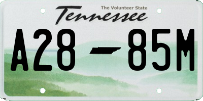 TN license plate A2885M