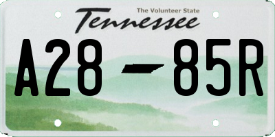 TN license plate A2885R