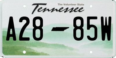TN license plate A2885W