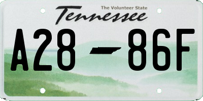 TN license plate A2886F