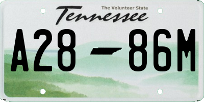 TN license plate A2886M