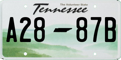 TN license plate A2887B