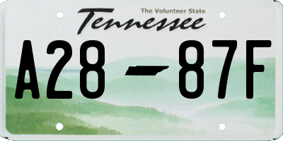 TN license plate A2887F