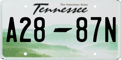 TN license plate A2887N