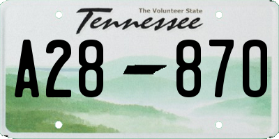 TN license plate A2887O