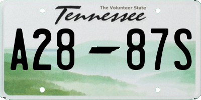 TN license plate A2887S