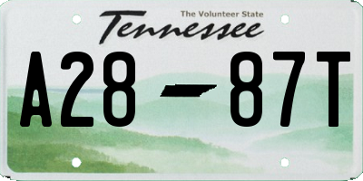 TN license plate A2887T