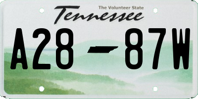 TN license plate A2887W