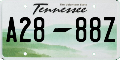 TN license plate A2888Z
