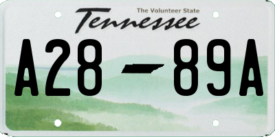TN license plate A2889A