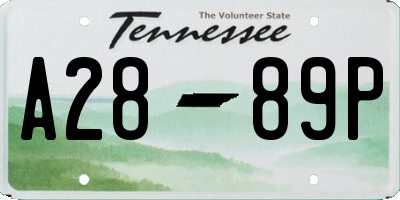 TN license plate A2889P
