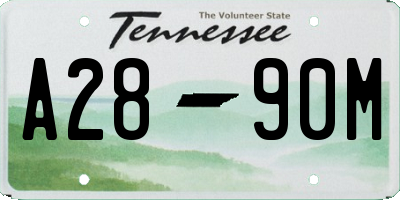 TN license plate A2890M