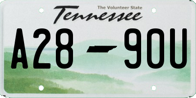 TN license plate A2890U
