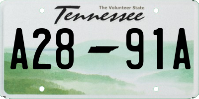 TN license plate A2891A