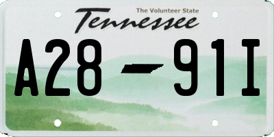 TN license plate A2891I