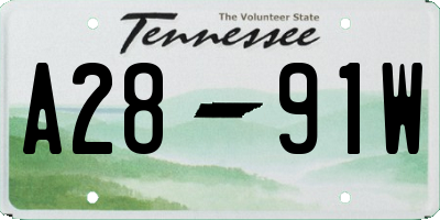 TN license plate A2891W