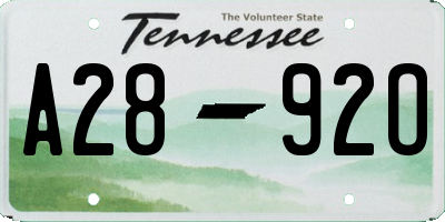 TN license plate A2892O