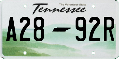 TN license plate A2892R