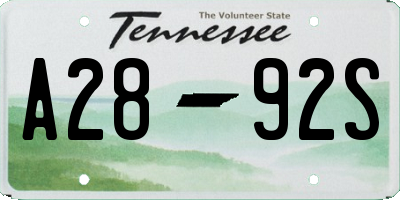 TN license plate A2892S