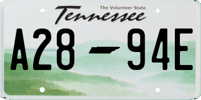 TN license plate A2894E