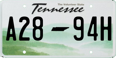 TN license plate A2894H