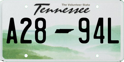 TN license plate A2894L