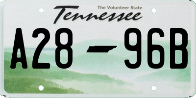 TN license plate A2896B