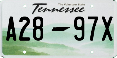 TN license plate A2897X