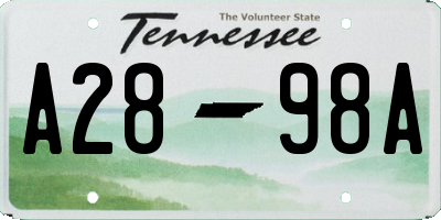 TN license plate A2898A