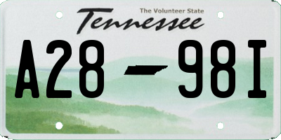 TN license plate A2898I