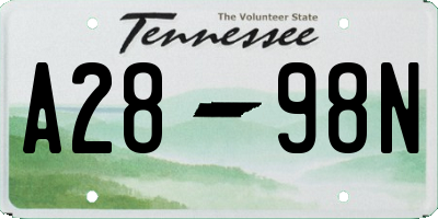 TN license plate A2898N