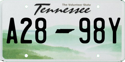 TN license plate A2898Y