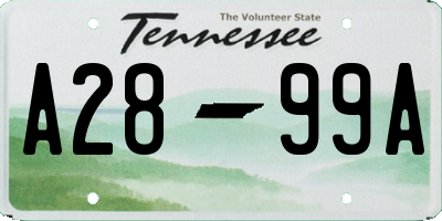 TN license plate A2899A
