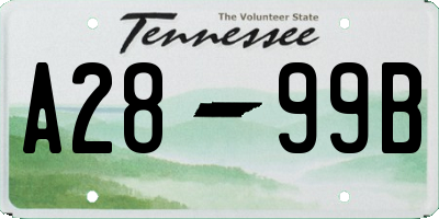 TN license plate A2899B