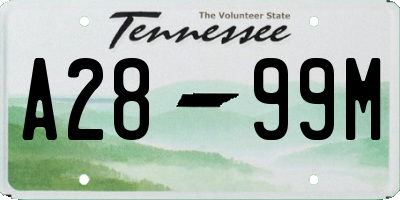 TN license plate A2899M