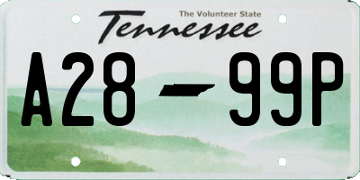 TN license plate A2899P