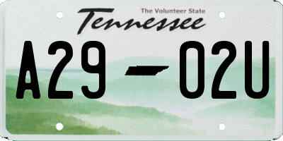 TN license plate A2902U