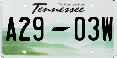 TN license plate A2903W