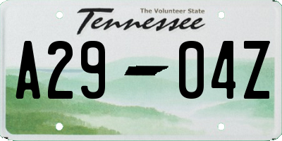 TN license plate A2904Z