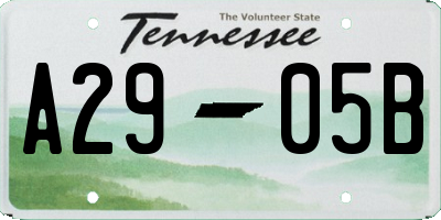 TN license plate A2905B