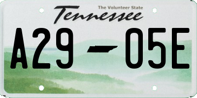 TN license plate A2905E