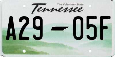 TN license plate A2905F