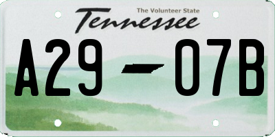 TN license plate A2907B