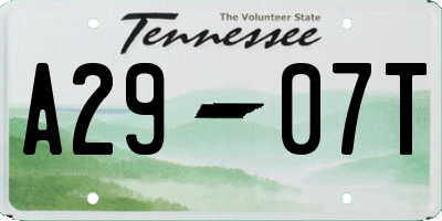 TN license plate A2907T