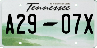TN license plate A2907X
