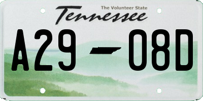 TN license plate A2908D