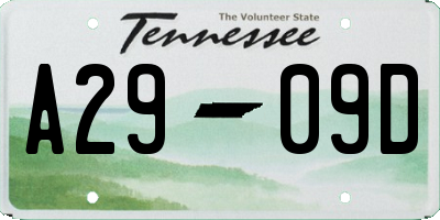 TN license plate A2909D